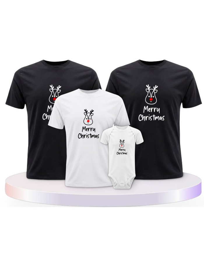 Merry Christmas mit Süßem Rentier Gesicht Familien T-Shirts |.