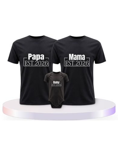 Papa Mama und Baby mit Wunschjahr mit Baby Body | Paarpulli