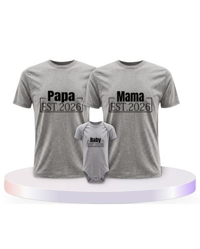 Papa Mama und Baby mit Wunschjahr mit Baby Body | Paarpulli