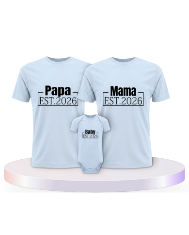Papa Mama und Baby mit Wunschjahr mit Baby Body | Paarpulli