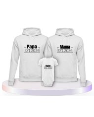 Papa, Mama und Baby mit Wunschjahr Familien Hoodies | Paarpulli