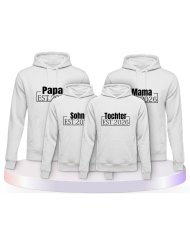 Papa, Mama und Baby mit Wunschjahr Familienset Hoodies | Paarpulli