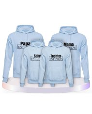Papa, Mama und Baby mit Wunschjahr Familienset Hoodies | Paarpulli