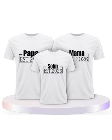 Papa, Mama und Baby mit Wunschjahr Familienset T-Shirts | Paarpulli