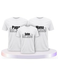 Papa, Mama und Baby mit Wunschjahr Familienset T-Shirts | Paarpulli