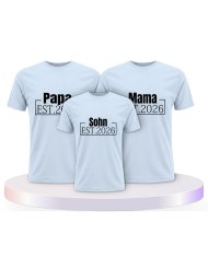 Papa, Mama und Baby mit Wunschjahr Familienset T-Shirts | Paarpulli