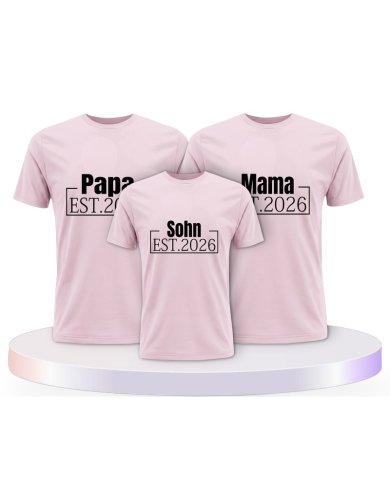 Papa, Mama und Baby mit Wunschjahr Familienset T-Shirts | Paarpulli