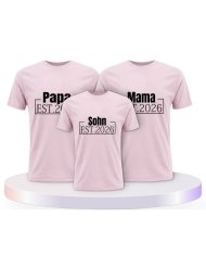 Papa, Mama und Baby mit Wunschjahr Familienset T-Shirts | Paarpulli