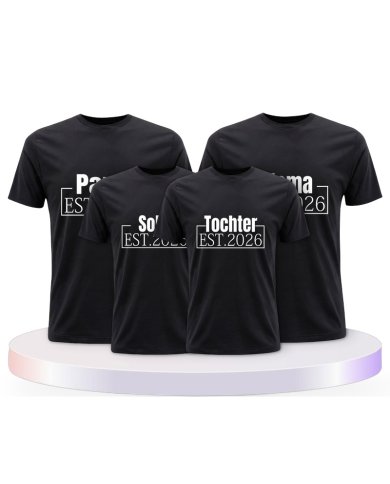 Papa, Mama und Baby mit Wunschjahr Familienset T-Shirts | Paarpulli