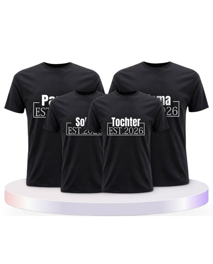 Papa, Mama und Baby mit Wunschjahr Familienset T-Shirts | Paarpulli