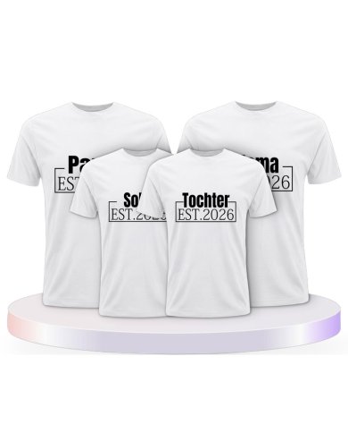 Papa, Mama und Baby mit Wunschjahr Familienset T-Shirts | Paarpulli