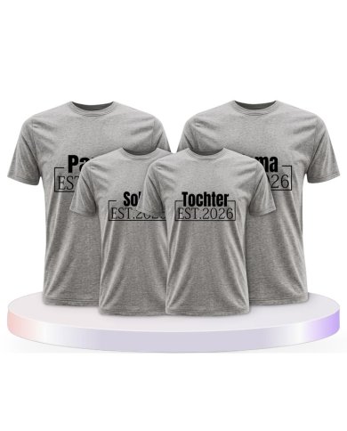 Papa, Mama und Baby mit Wunschjahr Familienset T-Shirts | Paarpulli