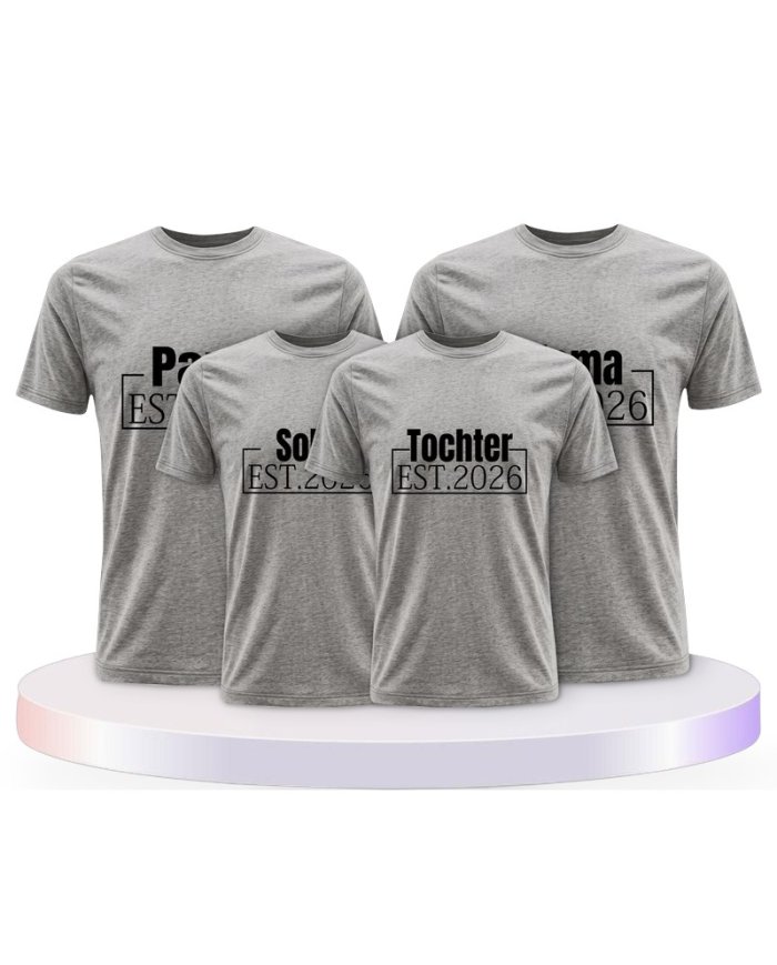 Papa, Mama und Baby mit Wunschjahr Familienset T-Shirts | Paarpulli