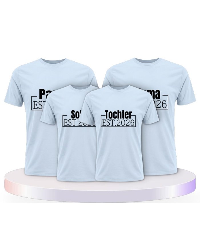 Papa, Mama und Baby mit Wunschjahr Familienset T-Shirts | Paarpulli