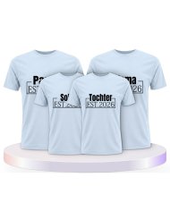 Papa, Mama und Baby mit Wunschjahr Familienset T-Shirts | Paarpulli
