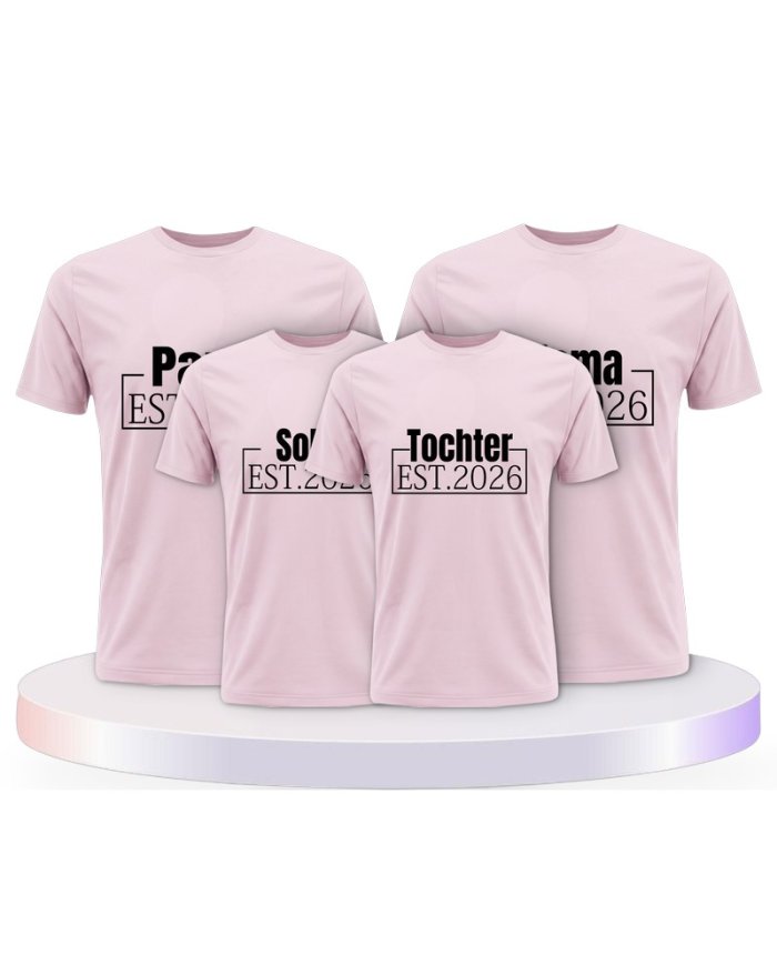 Papa, Mama und Baby mit Wunschjahr Familienset T-Shirts | Paarpulli