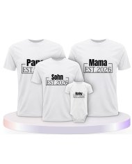 Papa, Mama und Baby mit Wunschjahr Familien T-Shirts | Paarpulli