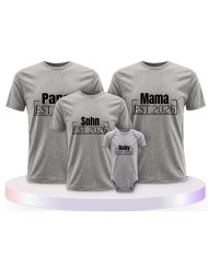 Papa, Mama und Baby mit Wunschjahr Familien T-Shirts | Paarpulli