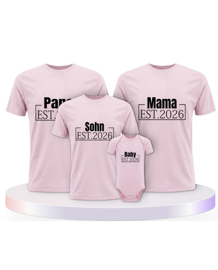 Papa, Mama und Baby mit Wunschjahr Familien T-Shirts | Paarpulli