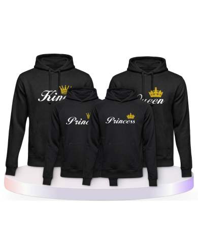 Familienlook T-Shirts mit King Queen Prince Princess | Paarpulli