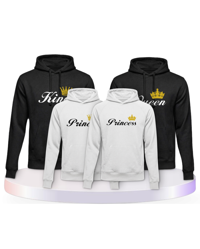Familienlook T-Shirts mit King Queen Prince Princess | Paarpulli