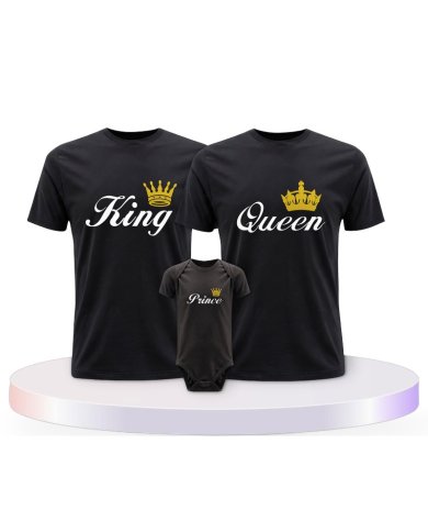 Familienlook T-Shirts mit King Queen Prince Princess | Paarpulli