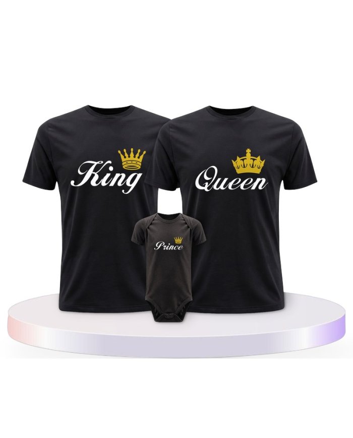 Familienlook T-Shirts mit King Queen Prince Princess | Paarpulli