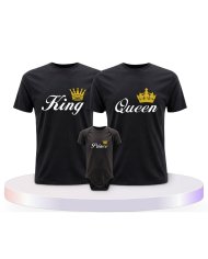 Familienlook T-Shirts mit King Queen Prince Princess | Paarpulli