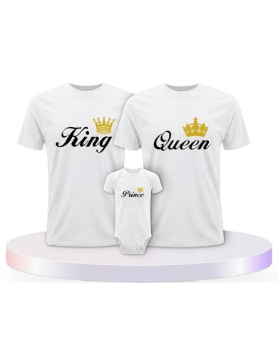 Familienlook T-Shirts mit King Queen Prince Princess | Paarpulli