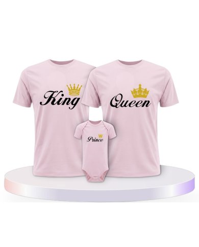 Familienlook T-Shirts mit King Queen Prince Princess | Paarpulli