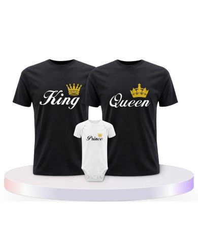 Familienlook T-Shirts mit King Queen Prince Princess | Paarpulli