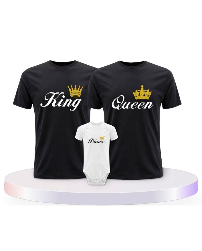 Familienlook T-Shirts mit King Queen Prince Princess | Paarpulli