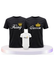 Familienlook T-Shirts mit King Queen Prince Princess | Paarpulli