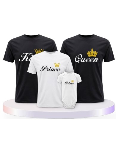 Familienlook T-Shirts mit King Queen Prince Princess | Paarpulli