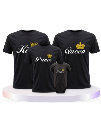 Familienlook T-Shirts mit King Queen Prince Princess | Paarpulli