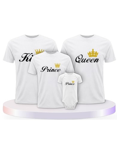 Familienlook T-Shirts mit King Queen Prince Princess | Paarpulli