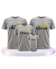 Familienlook T-Shirts mit King Queen Prince Princess | Paarpulli