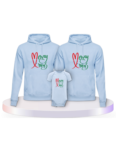Familienlook Hoodies mit Merry X Mas Weihnachtshoodies + | Paarpulli