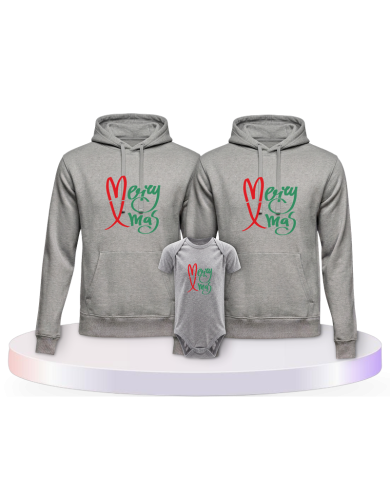 Familienlook Hoodies mit Merry X Mas Weihnachtshoodies + | Paarpulli