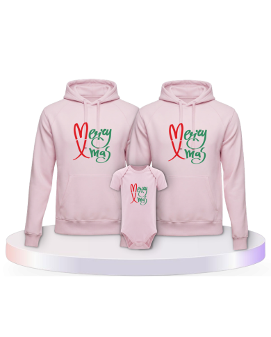 Familienlook Hoodies mit Merry X Mas Weihnachtshoodies + | Paarpulli