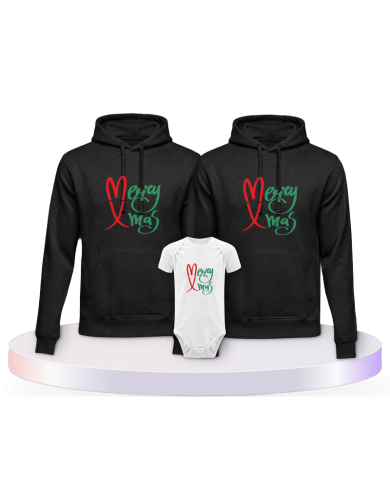 Familienlook Hoodies mit Merry X Mas Weihnachtshoodies + | Paarpulli