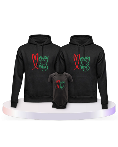Familienlook Hoodies mit Merry X Mas Weihnachtshoodies + | Paarpulli