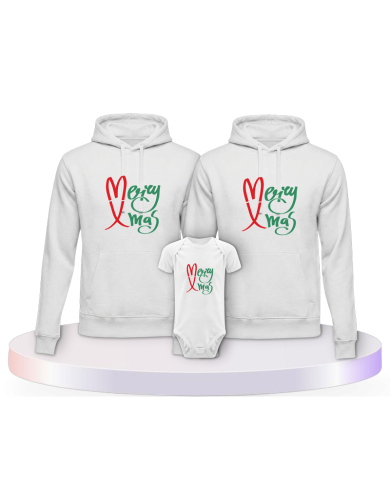 Familienlook Hoodies mit Merry X Mas Weihnachtshoodies + | Paarpulli