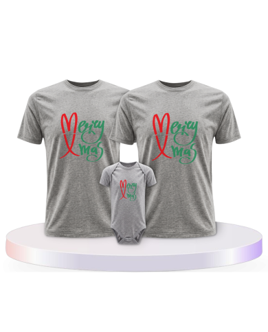 Familienlook T-Shirts mit Merry X Mas Weihnachtsshirts + | Paarpulli