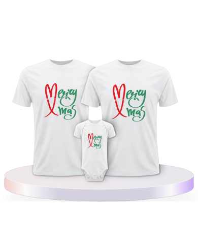 Familienlook T-Shirts mit Merry X Mas Weihnachtsshirts + | Paarpulli