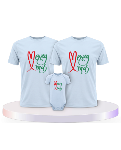 Familienlook T-Shirts mit Merry X Mas Weihnachtsshirts + | Paarpulli
