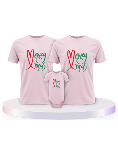 Familienlook T-Shirts mit Merry X Mas Weihnachtsshirts + | Paarpulli