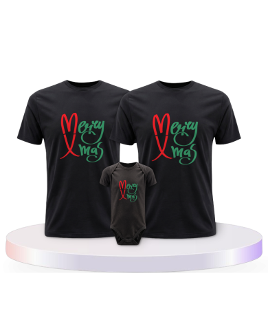 Familienlook T-Shirts mit Merry X Mas Weihnachtsshirts + | Paarpulli