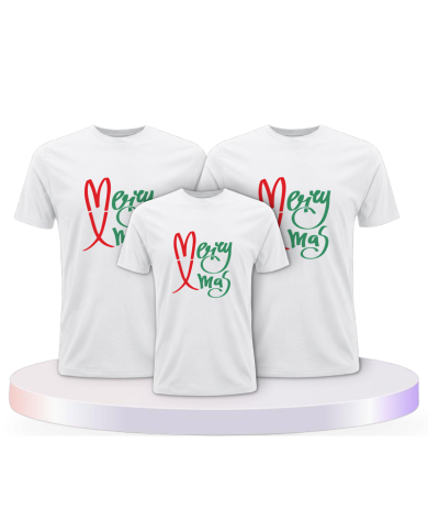 Familienlook T-Shirts mit Merry X Mas Weihnachtsshirts | Paarpulli