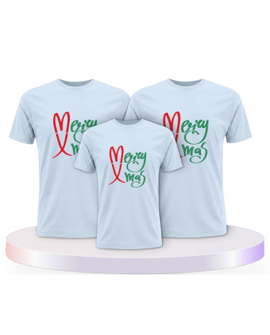Familienlook T-Shirts mit Merry X Mas Weihnachtsshirts | Paarpulli